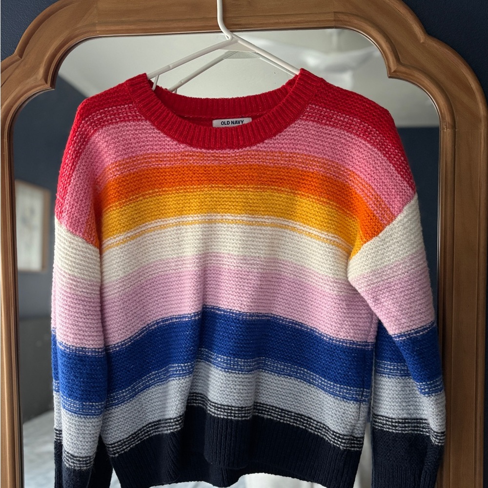 Old Navy Women's Colorful Striped Crew Neck Sweater